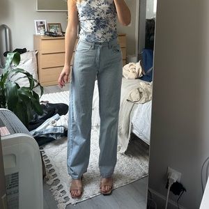 Blue Loose Straight Jeans